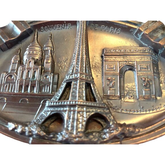 Vintage Paris Souvenir Decorative Plaque W/ Eiffel Tower/Arc De Triomphe Design - Picture 2 of 7